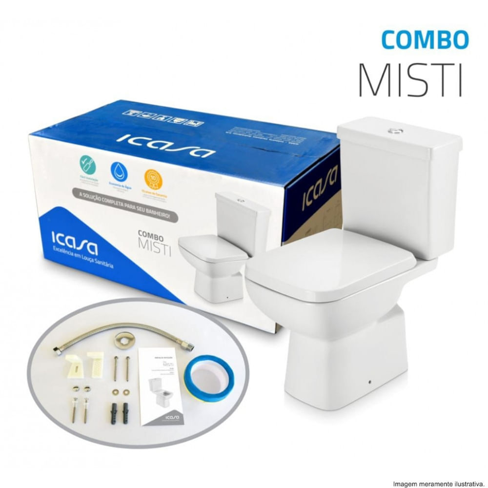 Combo Bacia com Caixa Acoplada + Kit Instalação Misti Branco - CBMIS00 - ICASA - Imagem 6