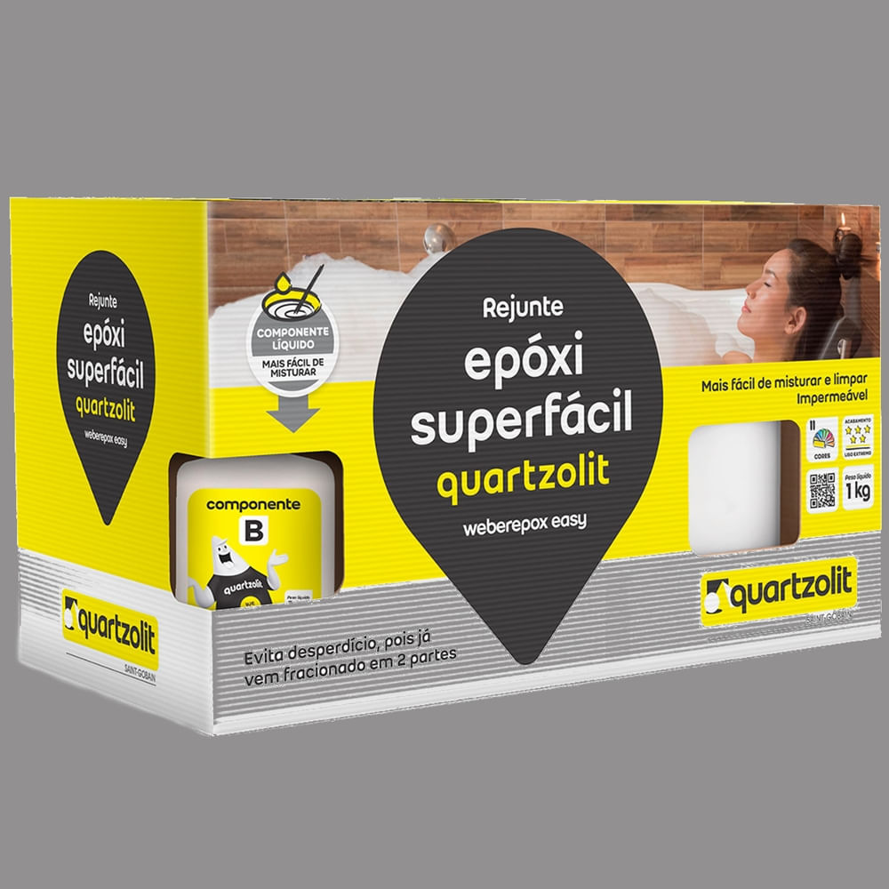 Rejunte Epóxi Superfácil Cinza Ártico 1 Kilo - 0574.00018.0001CX - QUARTZOLIT - Imagem 5