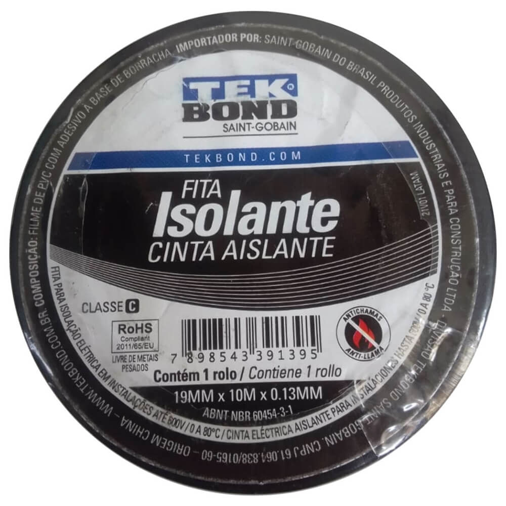Fita Isolante 19mm x 10 Metros 0,13mm - 21131001910 - TEKBOND