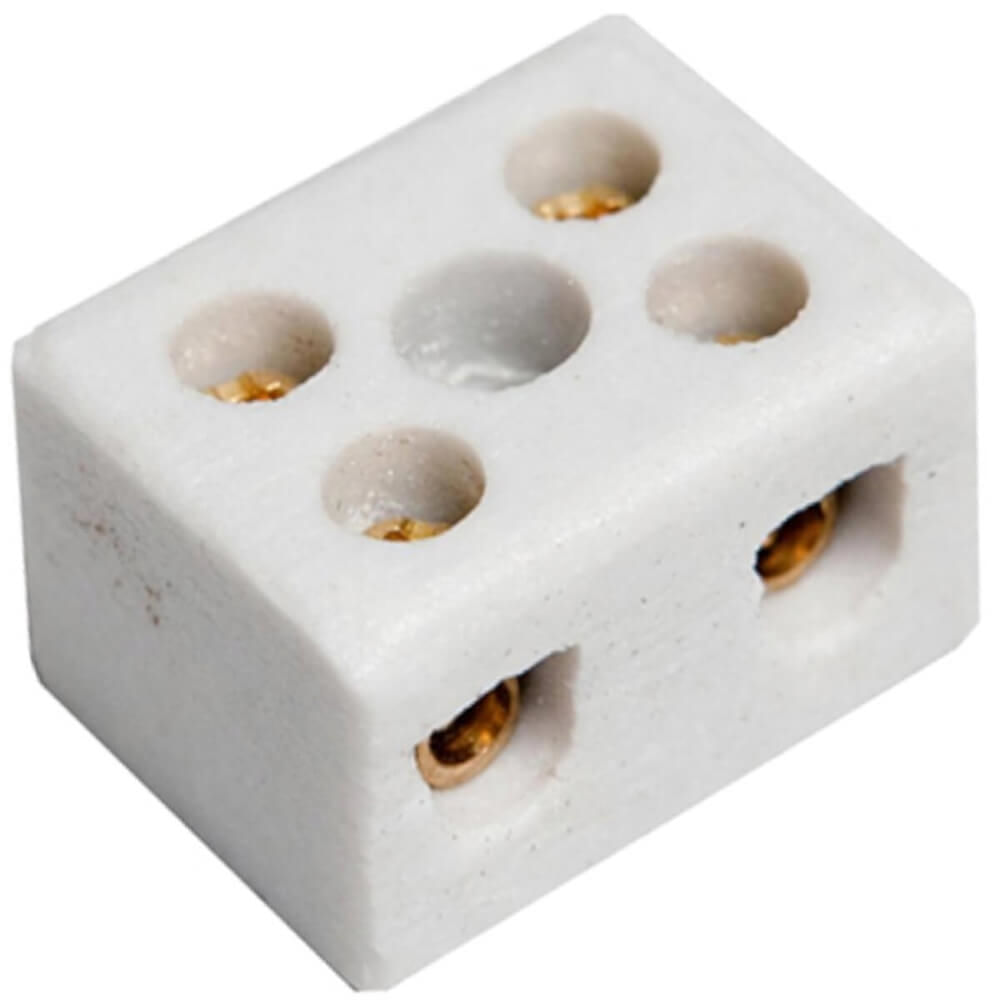 Conector de Porcelana 6mm 2 Polos - 8607 - BRASFORT