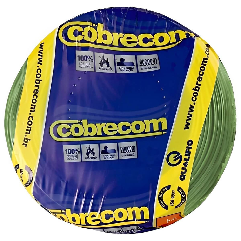 Cabo Flexicom de Cobre 1,5mm 750 Volts Verde com 100 Metros - 1150405401 - COBRECOM