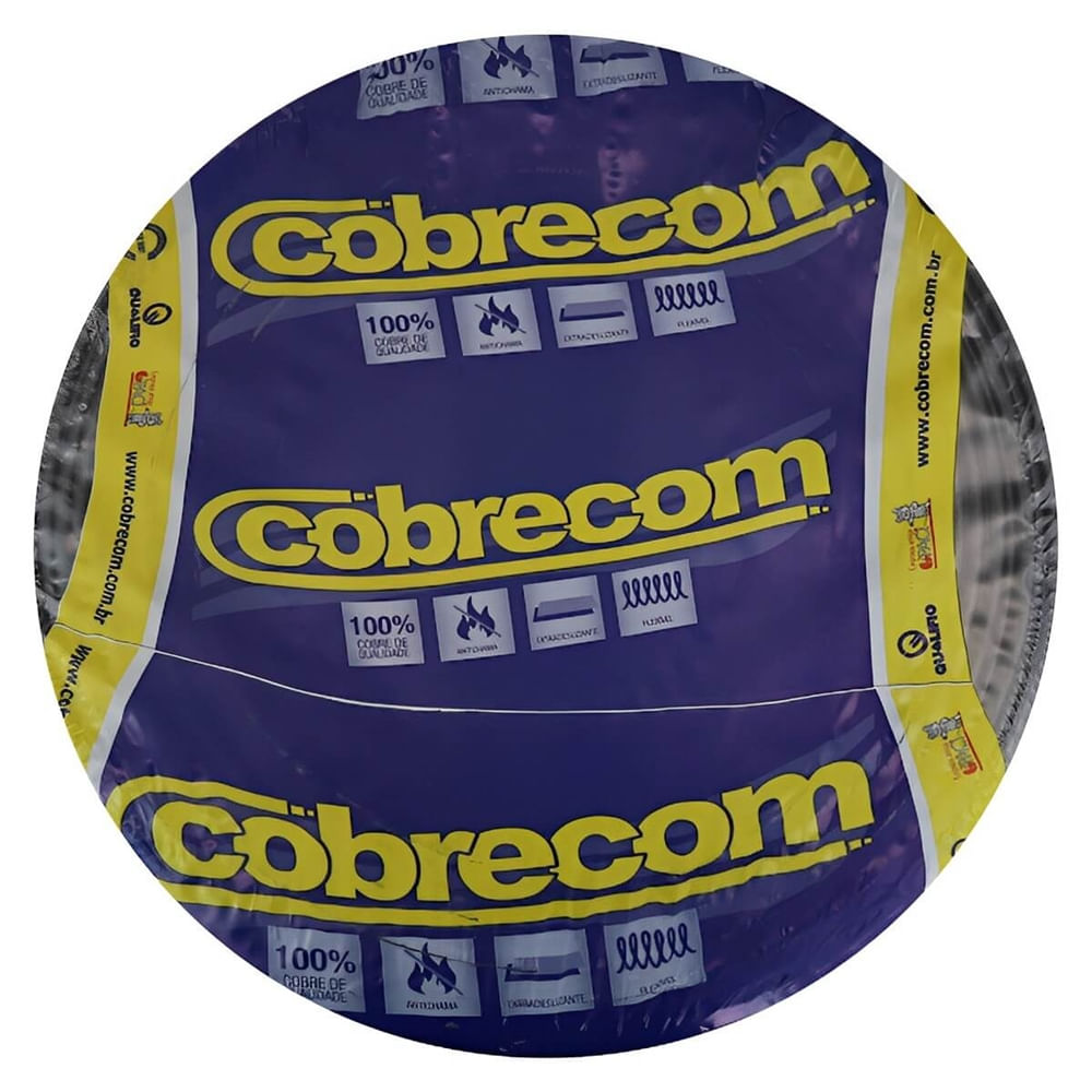 Cabo Flexicom de Cobre 1,5mm 750 Volts Preto com 100 Metros - 1150404401 - COBRECOM