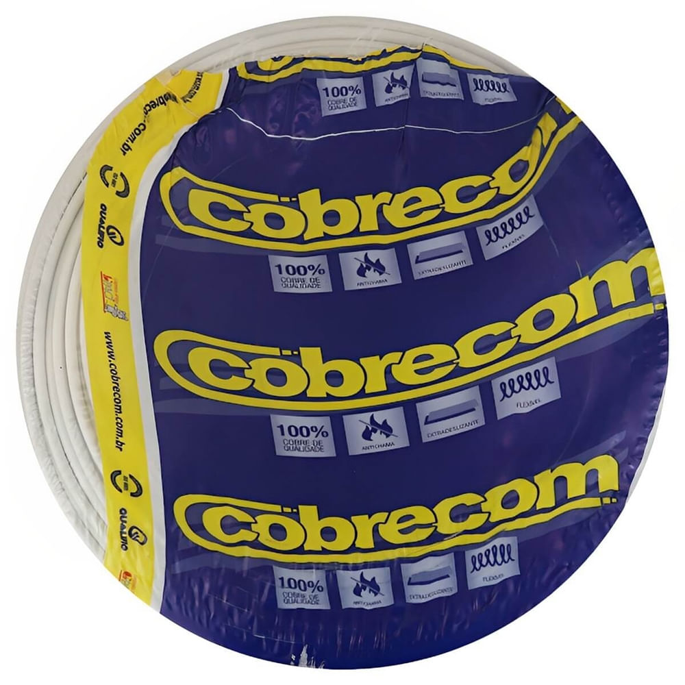 Cabo Flexicom de Cobre 2,5mm 750 Volts Branco com 100 Metros - 1150503401 - COBRECOM