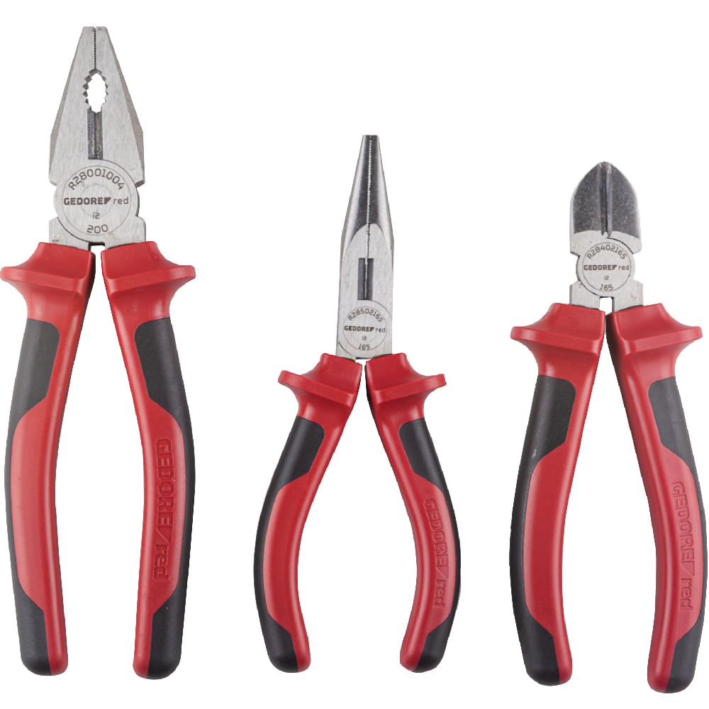 Jogo de Alicates Isolados em Aço com 3 Peças R28001004 - 3301189 - GEDORE RED