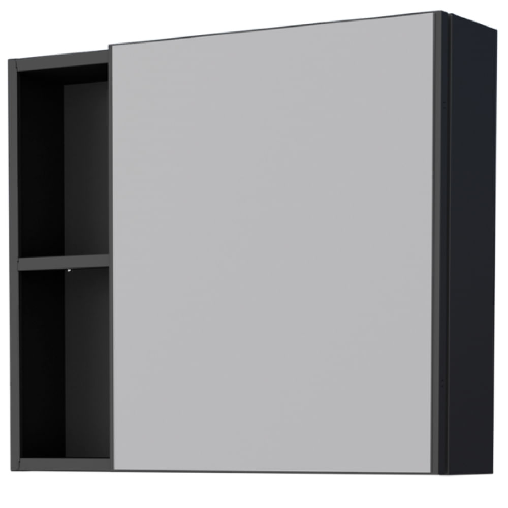 Espelheira em Aço Ameixa com Armário Preto 60cm - P101219 - COZIMAX