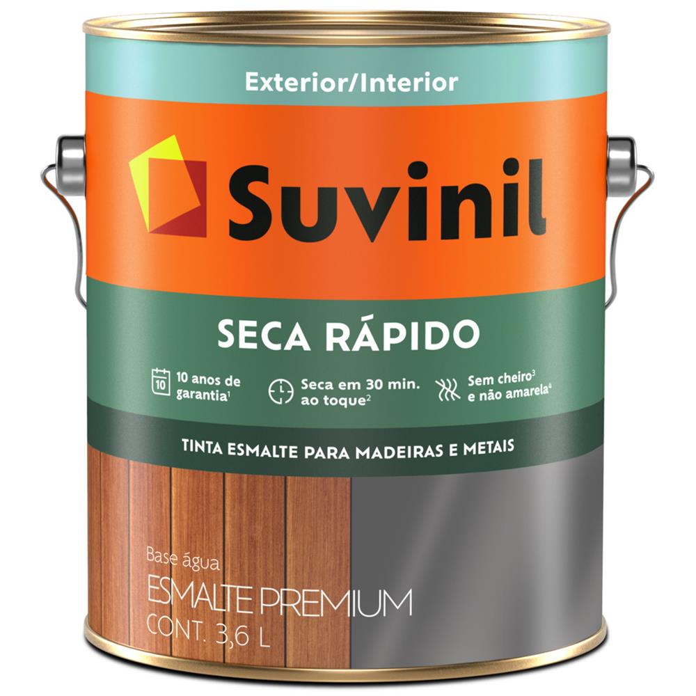 Tinta Esmalte Sintético Acetinado Seca Rápido 3.6 Litros Branco - 53700011 - SUVINIL
