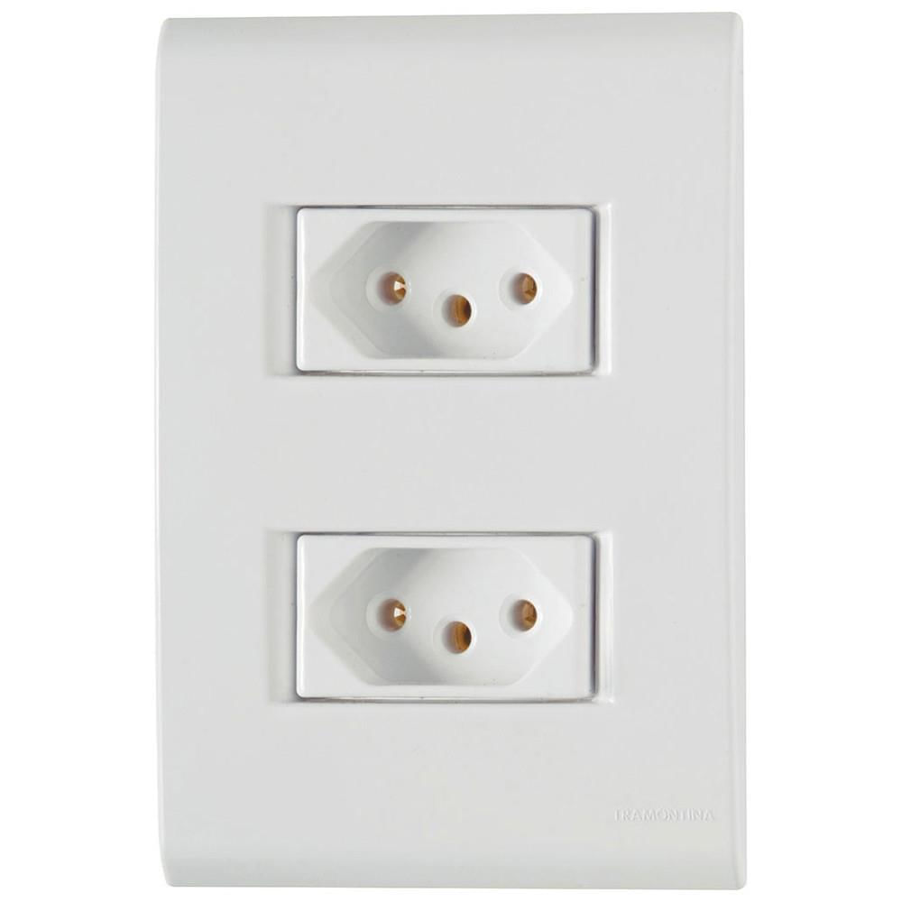 Conjunto Liz Branco 4x2 com 2 Tomadas 2P+T de 10 Ampères e 250 Volts - 57170065 - TRAMONTINA