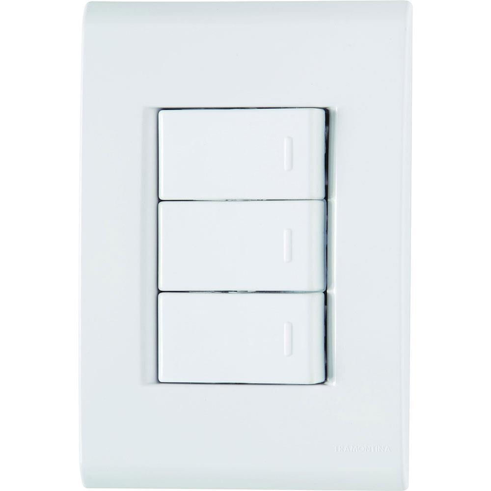 Conjunto Liz Branco 4x2 com 3 Interruptores Simples de 10 Ampères e 250 Volts - 57170070 - TRAMONTINA