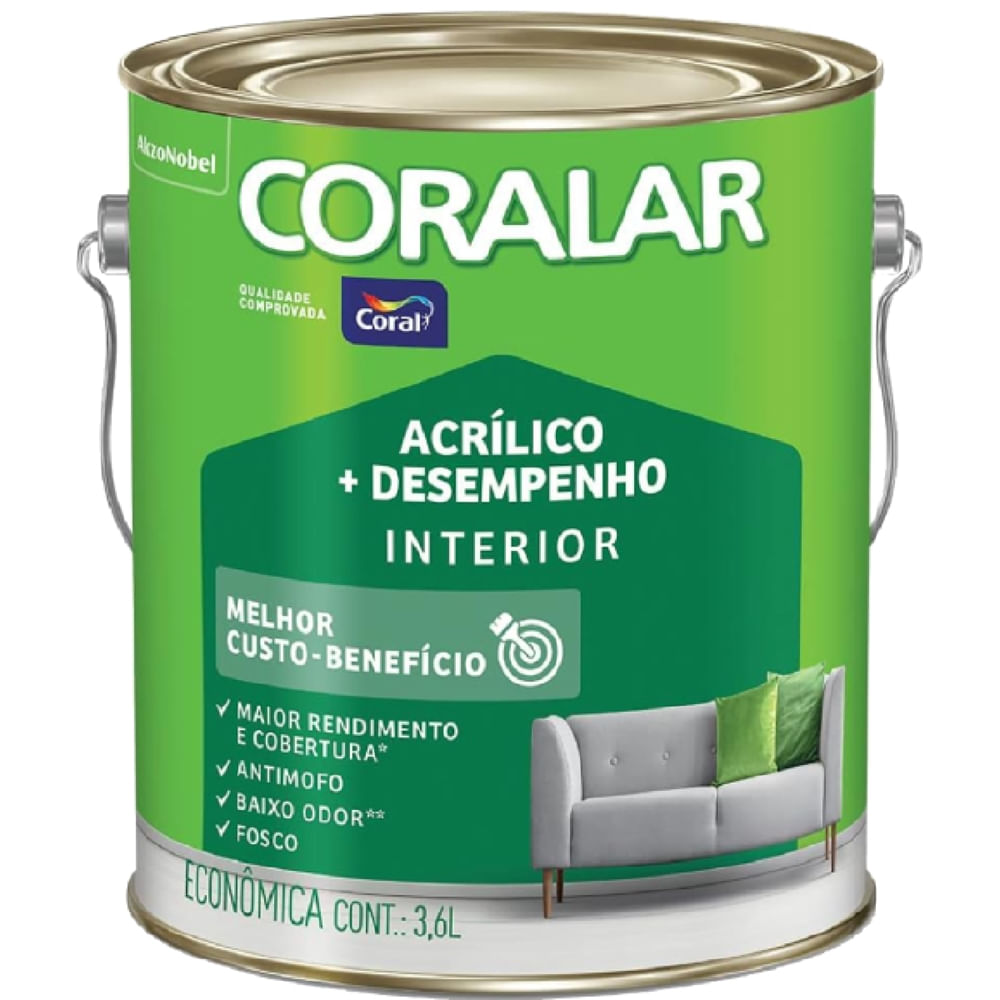 Tinta Acrílica Coralar Verde Kiwi 3,6 Litros - CORAL