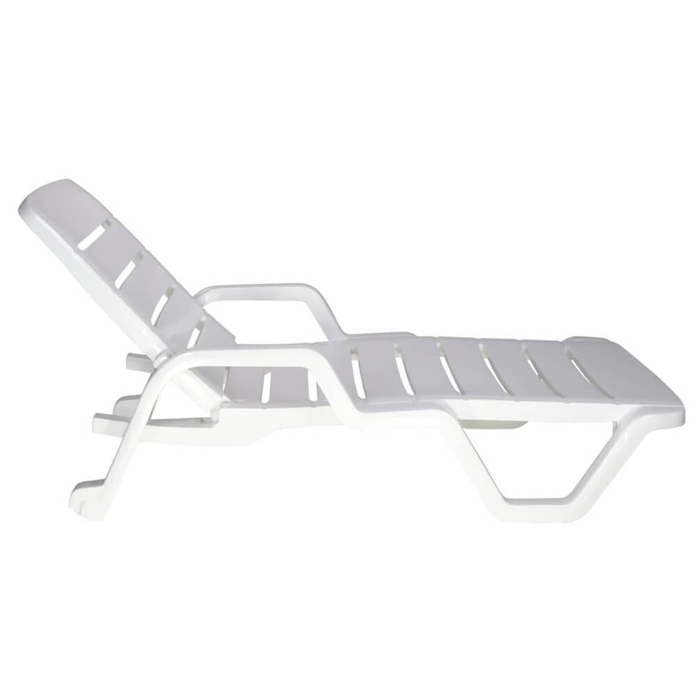 Espreguiçadeira Leblon com Rodas em Polipropileno Branco com 4 Posições 120kg de Capacidade - 92256010 - TRAMONTINA