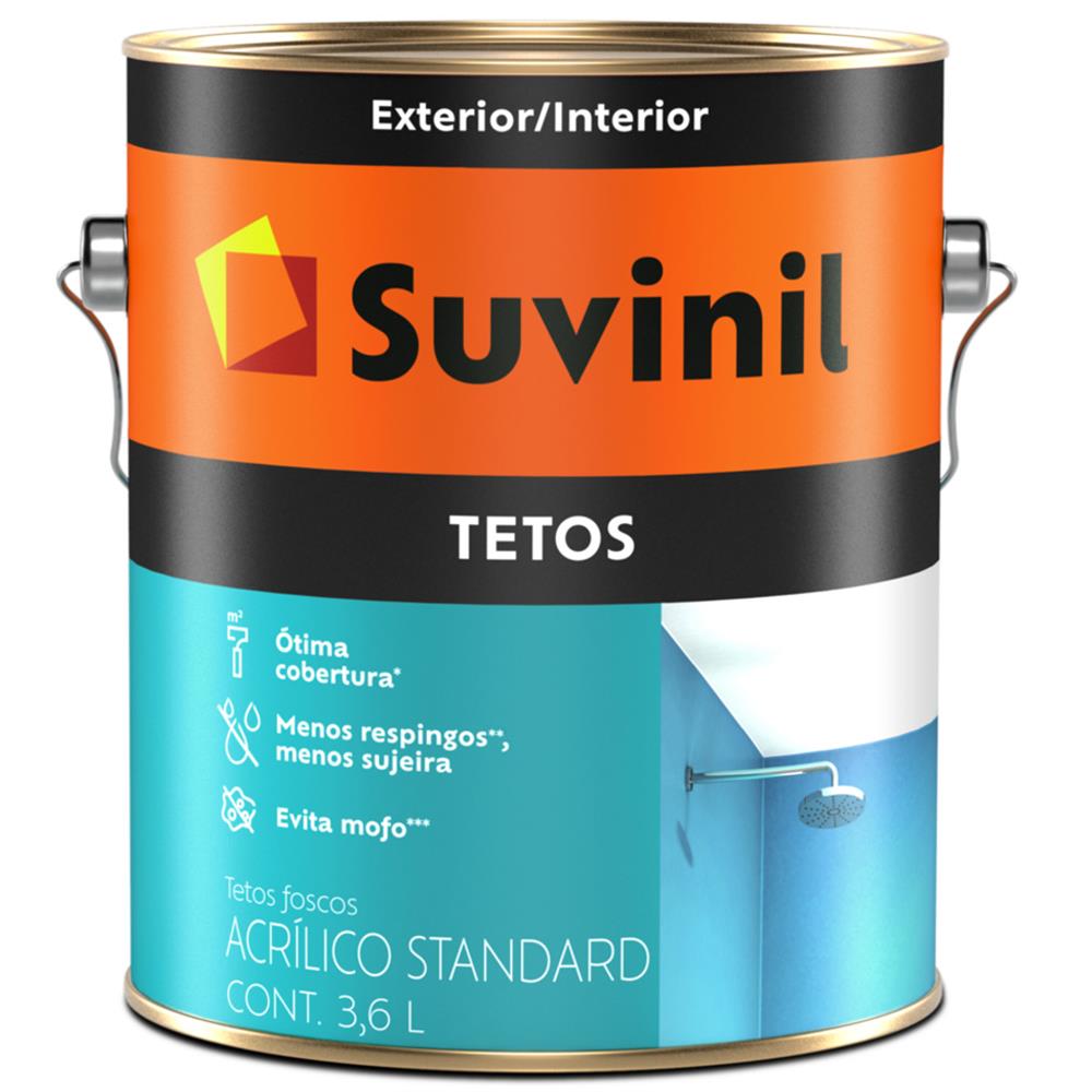 Tinta Acrílica Fosca para Teto 3,6 Litros Branco Neve - 51470671 - SUVINIL