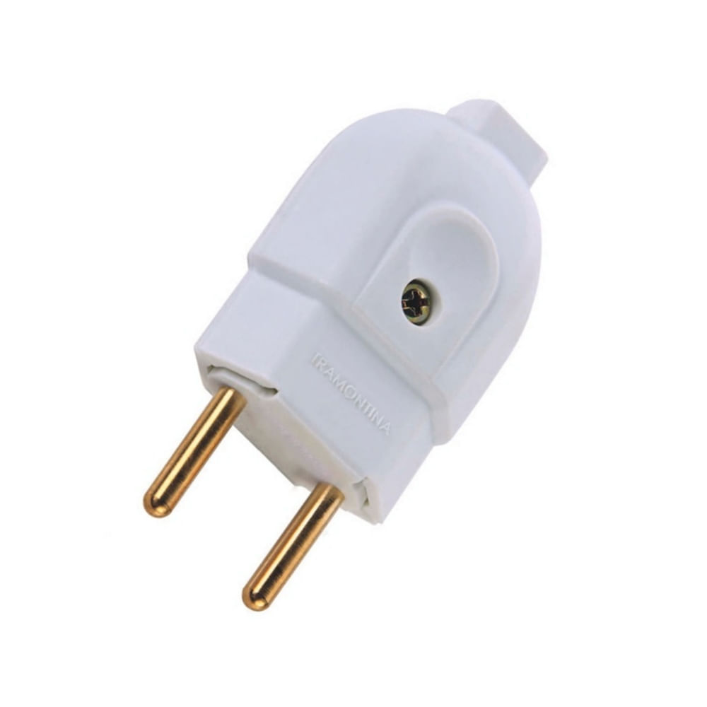 Plugue Macho Branco 2P de 20 Ampères e 250 Volts - 57402104 - TRAMONTINA