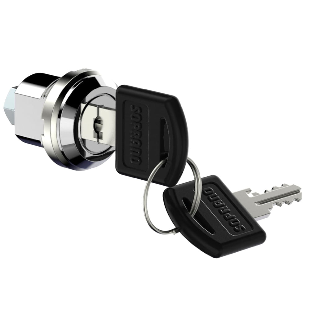 Fechadura Para Móveis De Aço 0511 90º Rosca Total 1 Peça e Linguenta Furo Quadrado 8,4 Com Dobra De 1,5X49 Embalagem  Autosserviço - SOPRANO