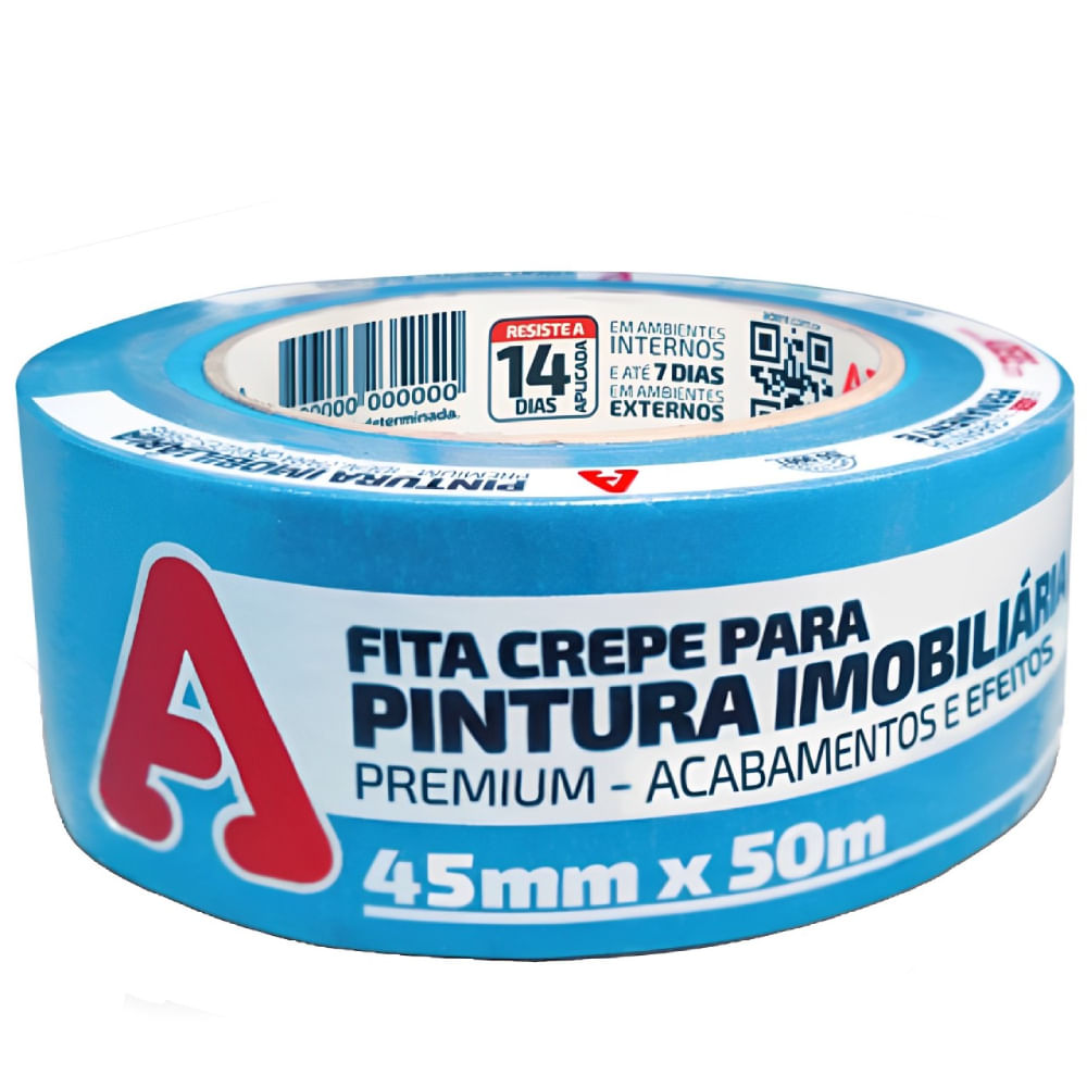 Fita Crepe Azul Neon 50m 45mm para Pintura Imobiliária - 00409130556 - ADERE
