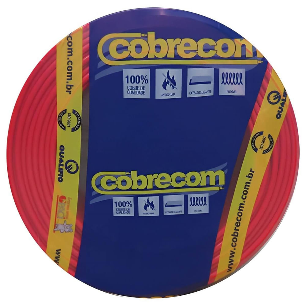 Cabo Flexicom de Cobre 1,5mm 750 Volts Vermelho com 100 Metros - 350170 - COBRECOM