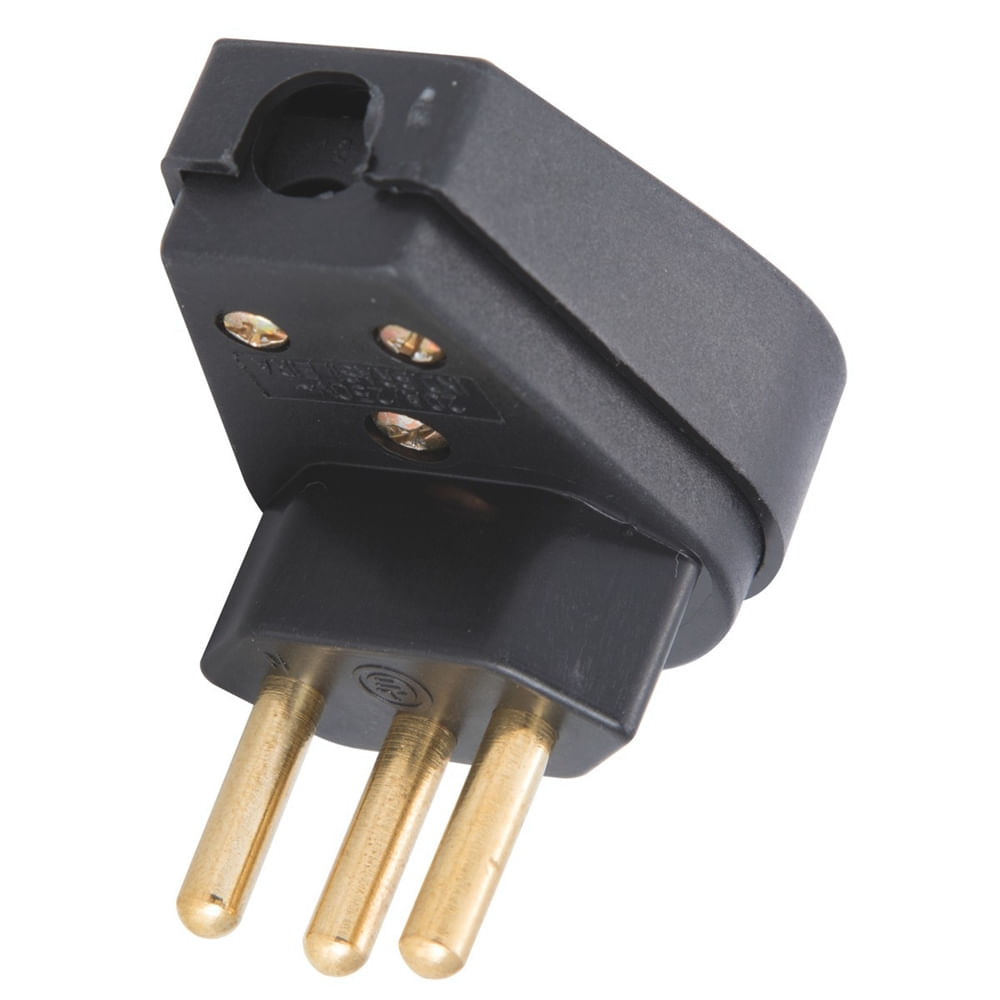 Plugue Angular Preto 2P+T de 20 Ampères e 250 Volts - 57401114 - TRAMONTINA - Imagem 2