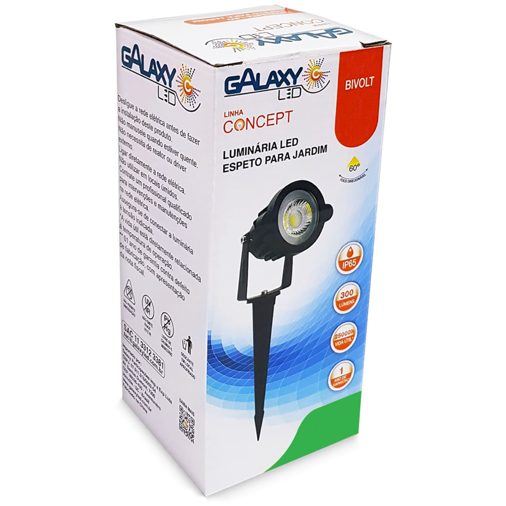 Luminária LED Espeto para Jardim 3000K IP65 Bivolt 5 Watts - 1760 - GALAXY LED - Imagem 2