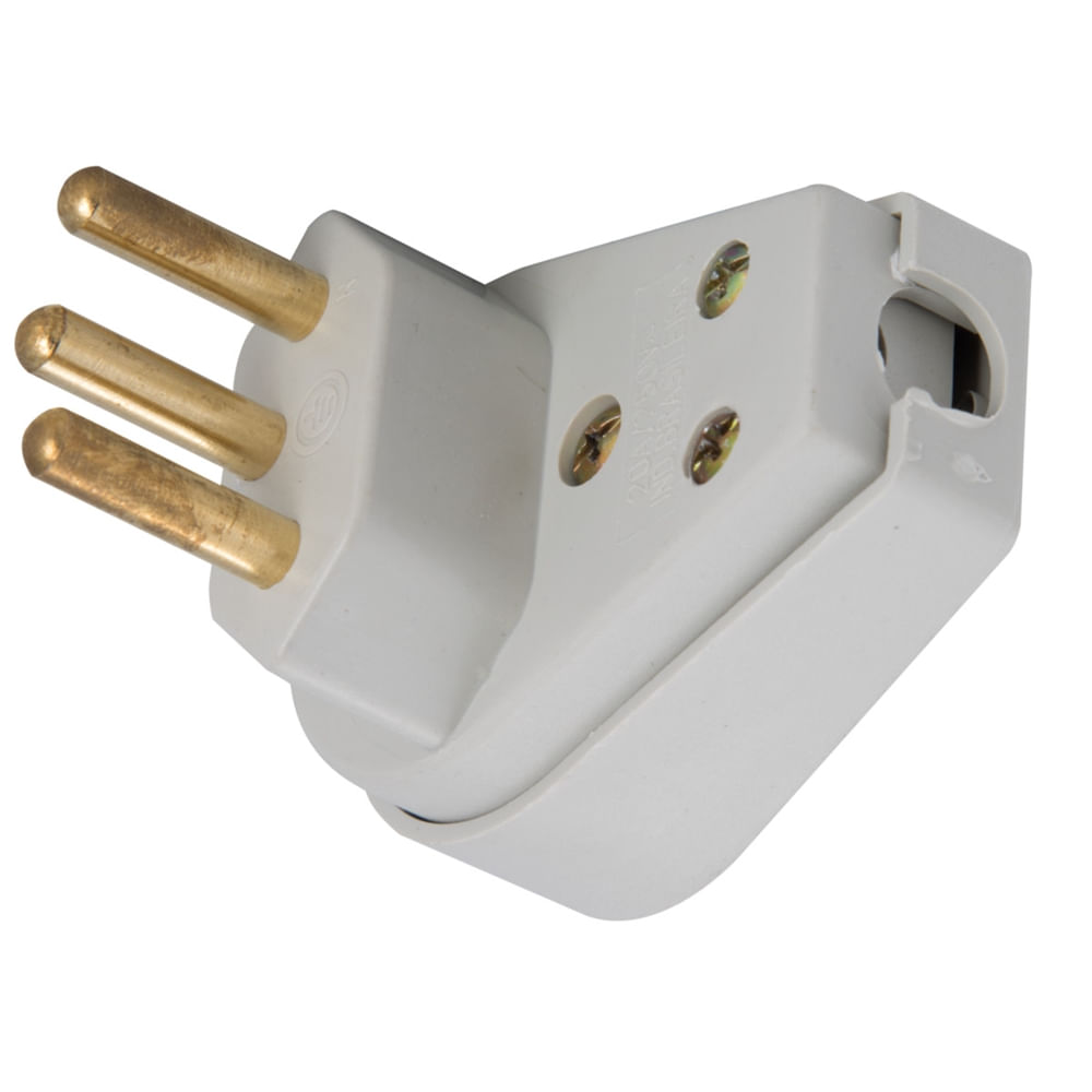 Plugue Angular Cinza 2P+T de 20 Ampères e 250 Volts - 57401114 - TRAMONTINA - Imagem 2