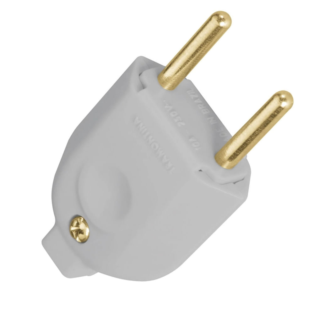 Plugue Macho Cinza 2P de 10 Ampères e 250 Volts - 57401102 - TRAMONTINA - Imagem 2