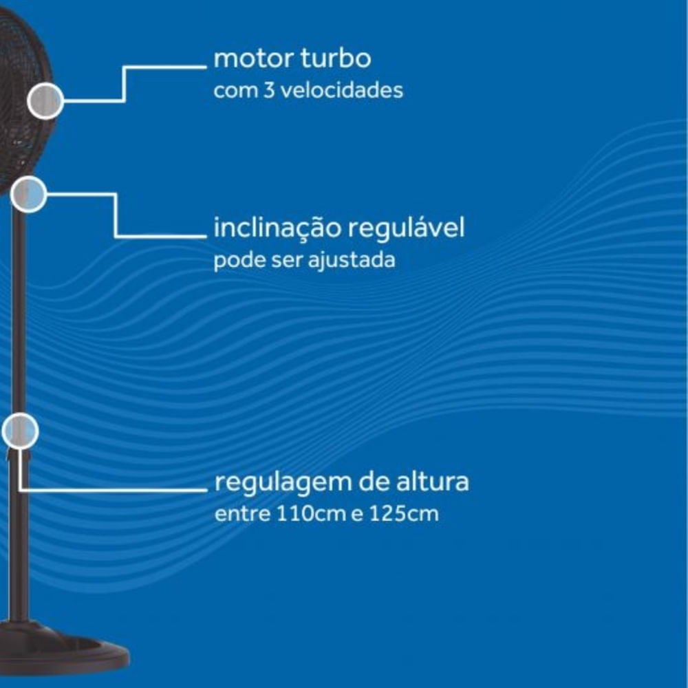 Ventilador Oscilante Coluna Turbo 6P 30cm Pr 110 Volts Prem - 8235 - VENTISOL - Imagem 3