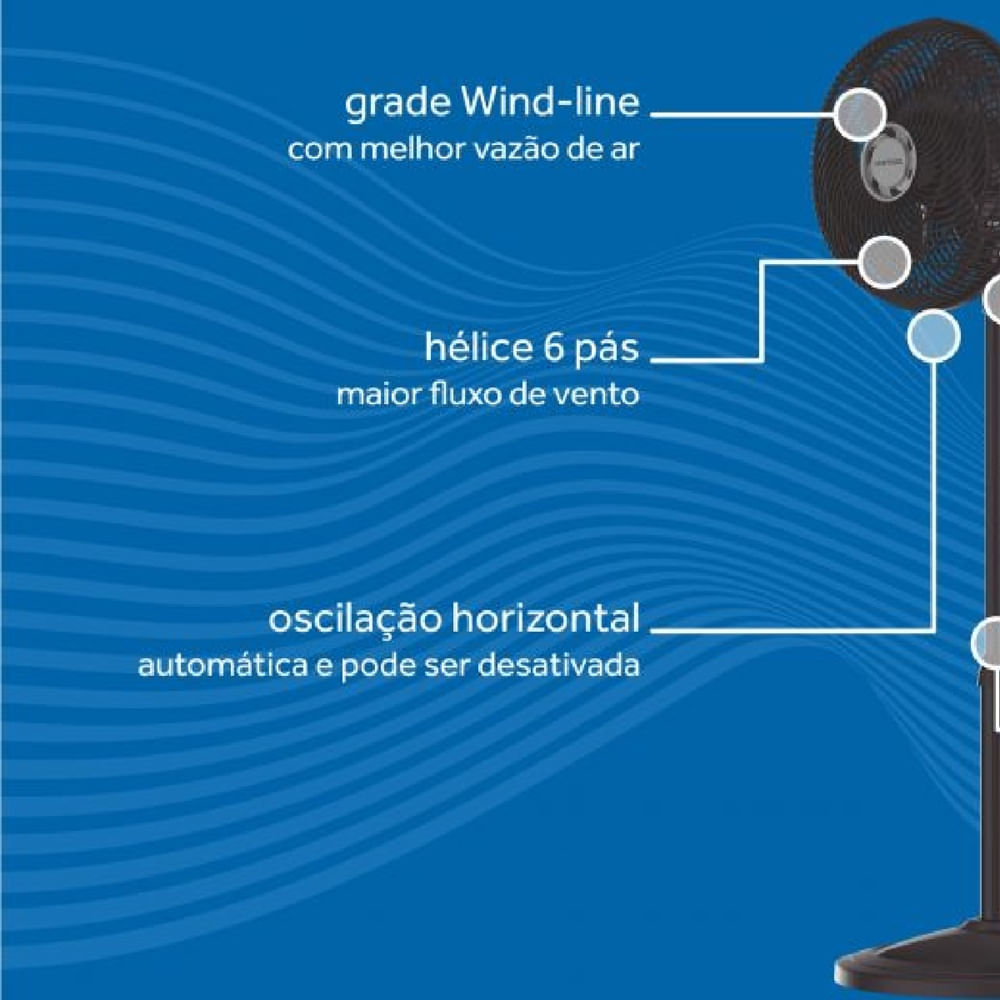 Ventilador Oscilante Coluna Turbo 6P 30cm Pr 110 Volts Prem - 8235 - VENTISOL - Imagem 4
