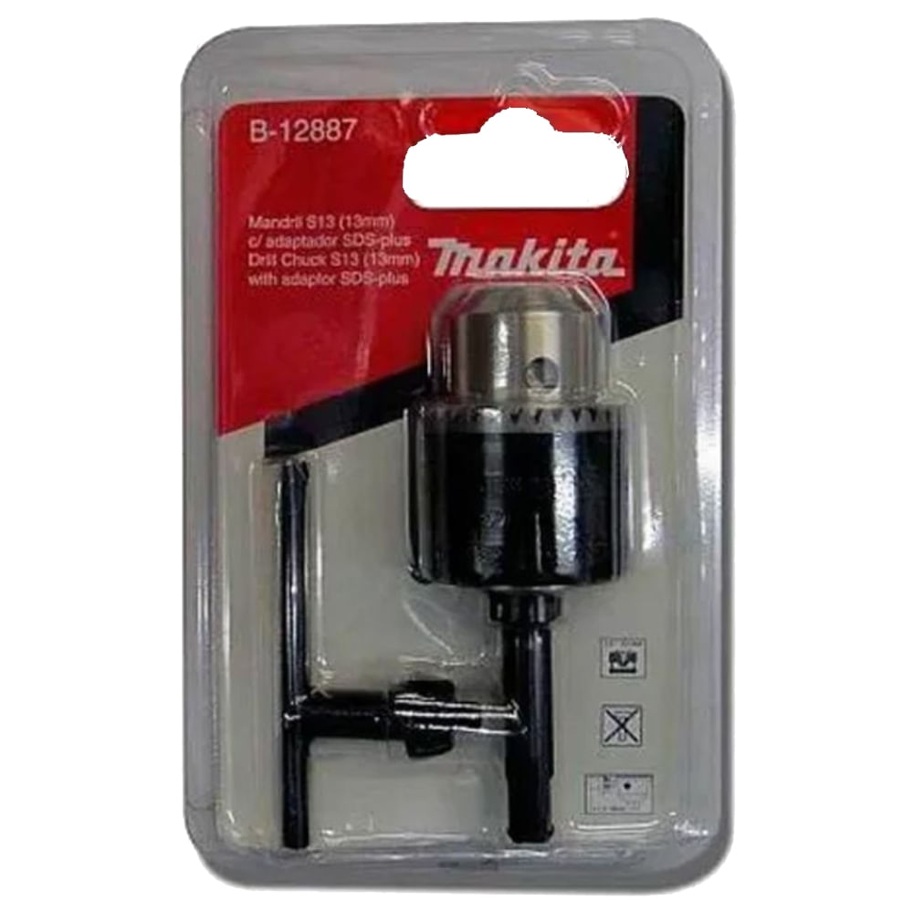Conjunto Mandril S13 (13mm) com Chave e Adaptador SDS-Plus - B-12887 - MAKITA - Imagem 3