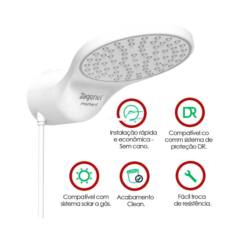 Ducha Moment Eletrônica 7500 Watts 220 Volts - DMOEL75220BR03 - ZAGONEL - Imagem 4