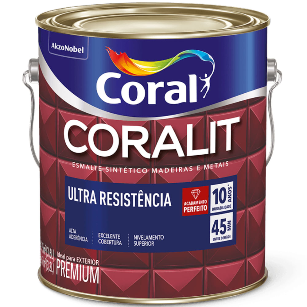 Esmalte Sintético Coralit Ultra Resistência Alto Brilho 900ml Branco - CORAL
