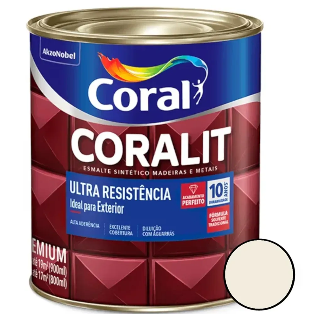 Esmalte Sintético Coralit Ultra Resistência Alto Brilho 900ml Branco - CORAL - Imagem 2