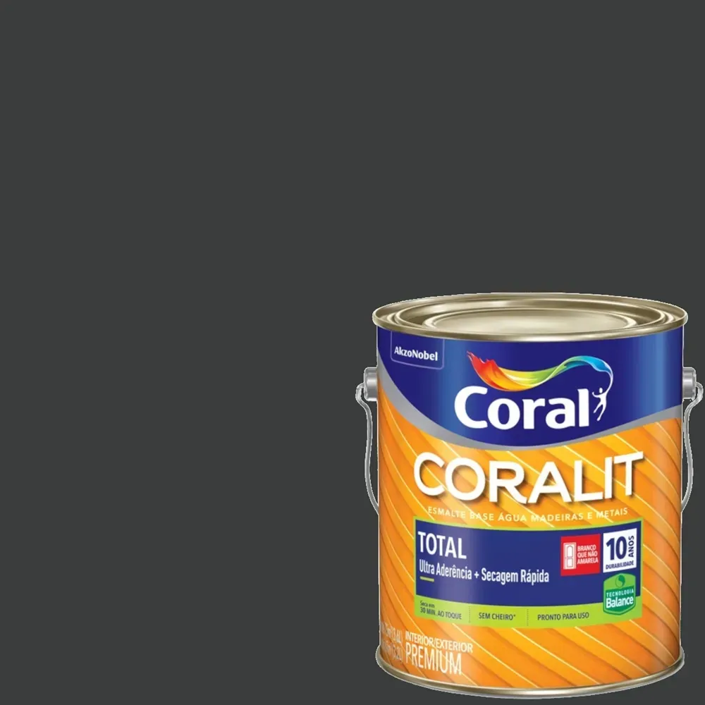 Esmalte a Base de Água Coralit Total Zero Brilhante 3,6 Litros Preto - CORAL - Imagem 3
