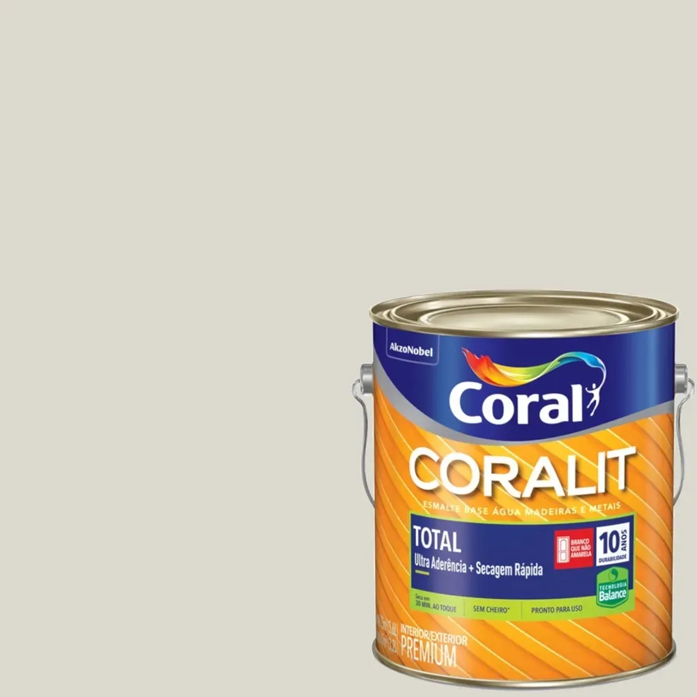 Esmalte a Base de Água Coralit Total Zero Brilhante 3,6 Litros Branco Gelo - 5202889 - CORAL - Imagem 3