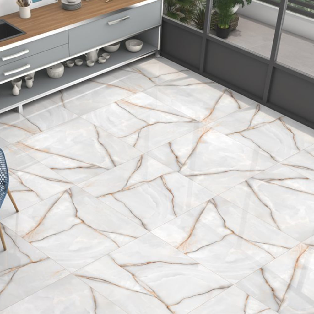 Piso Esplendor 82x82cm Extra Polido Retificado HD Caixa com 2,70m² / 4 Peças - 813581 - ROCHAFORTE - Imagem 2