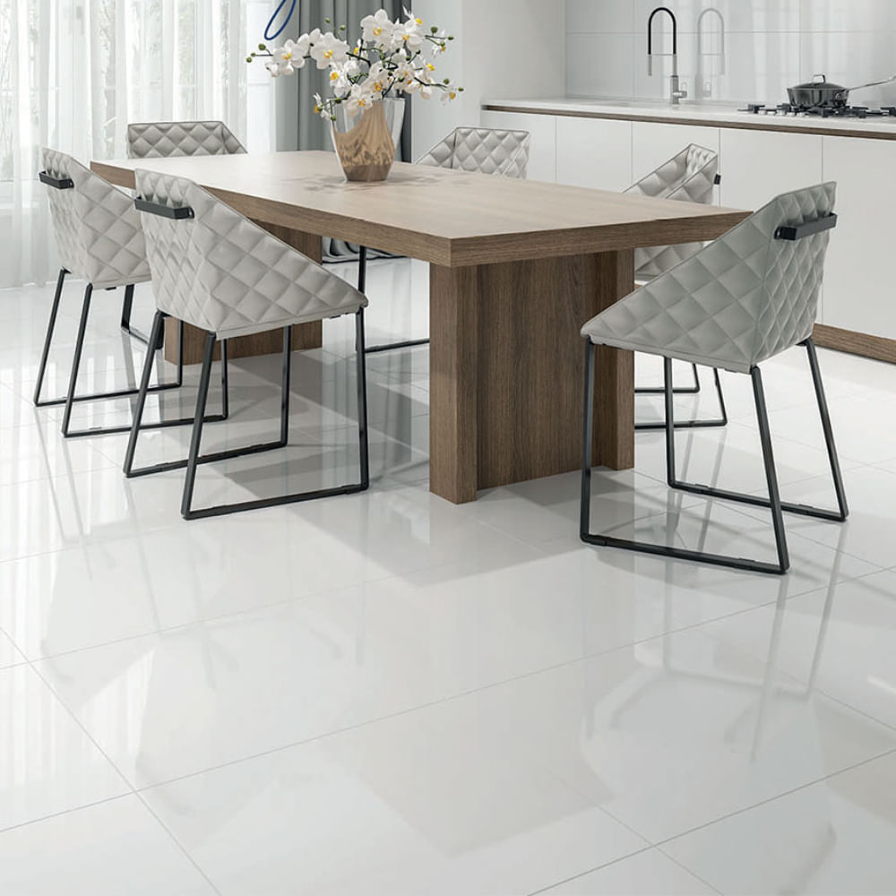 Piso Branco Retificado 60x60cm Caixa com 2,15m² / 6 Peças - 2003D - FORMIGRES - Imagem 2