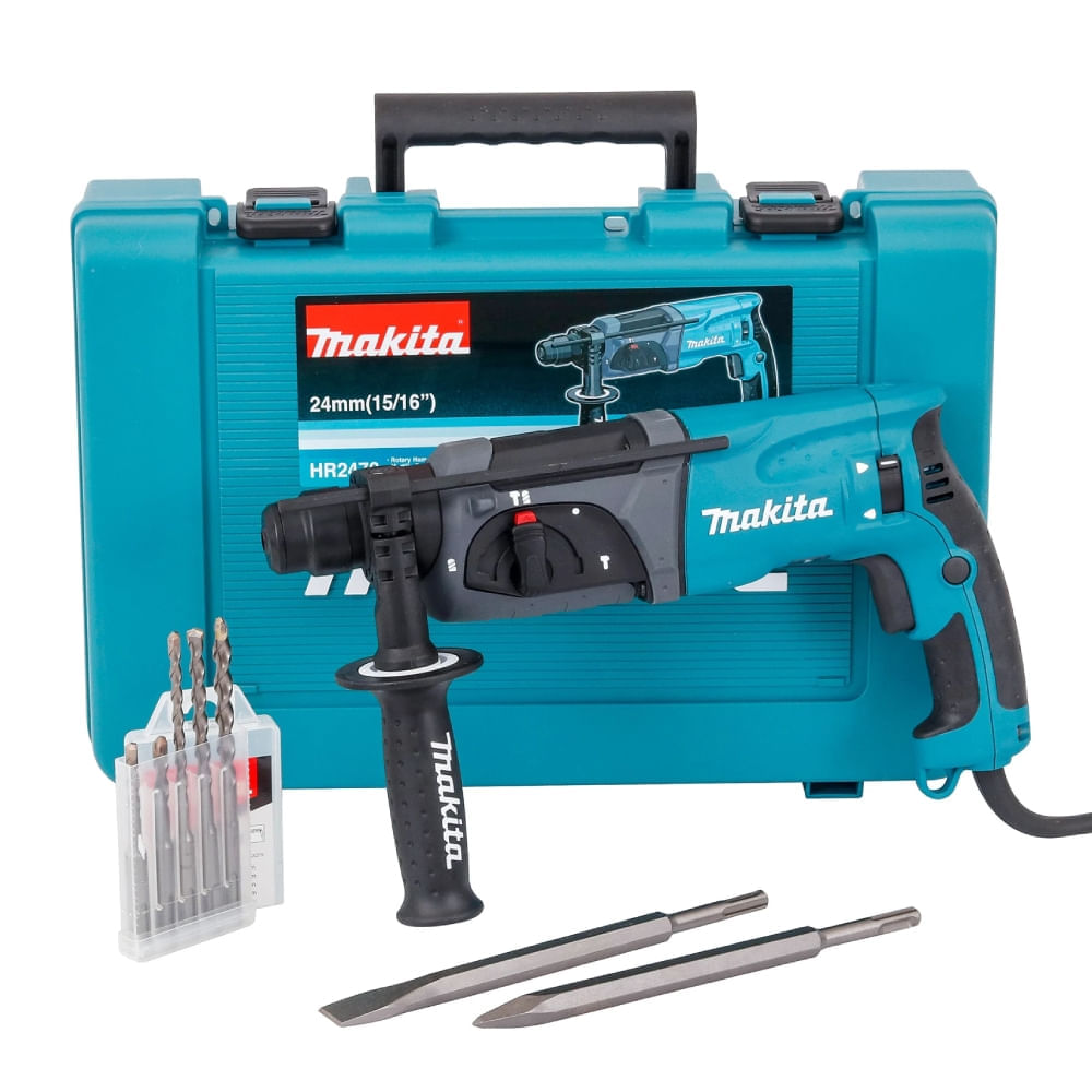 Martelete Combinado 24mm 15/16"" 220 Volts + Maleta e Acessórios - HR2470X21 - MAKITA