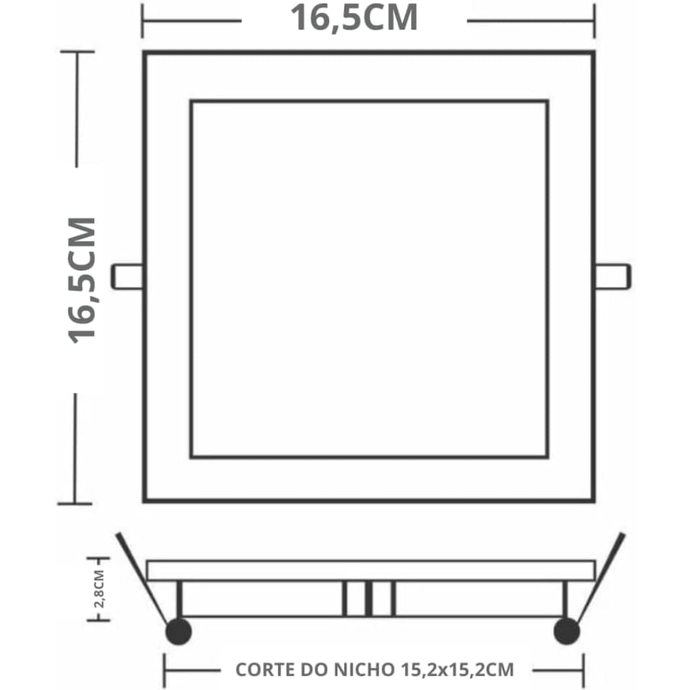 Painel com Placa Led Quadrado de Embutir Lys 12 Watts 6500K Branco - 15140187 - TASCHIBRA - Imagem 4