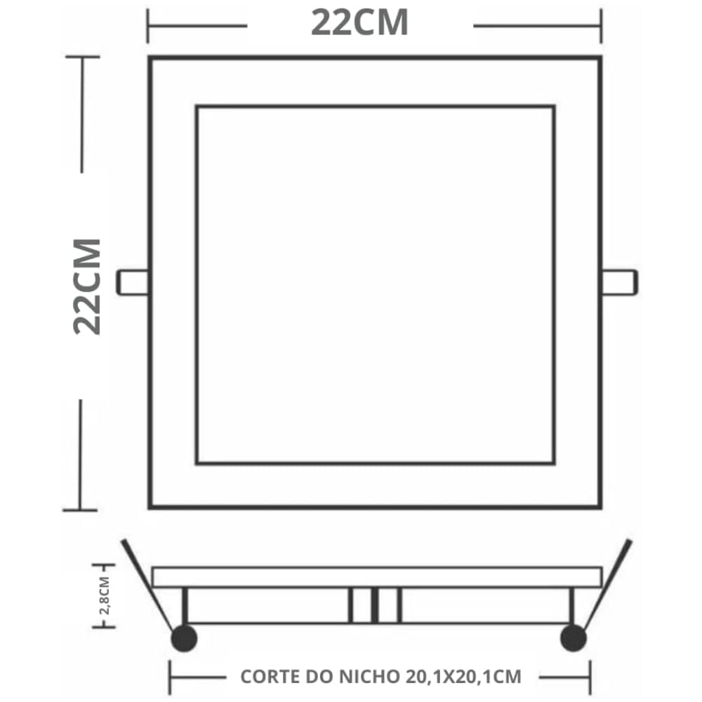 Painel com Placa Led Quadrado de Embutir Lys 18 Watts 3000K Branco - 15140164 - TASCHIBRA - Imagem 4