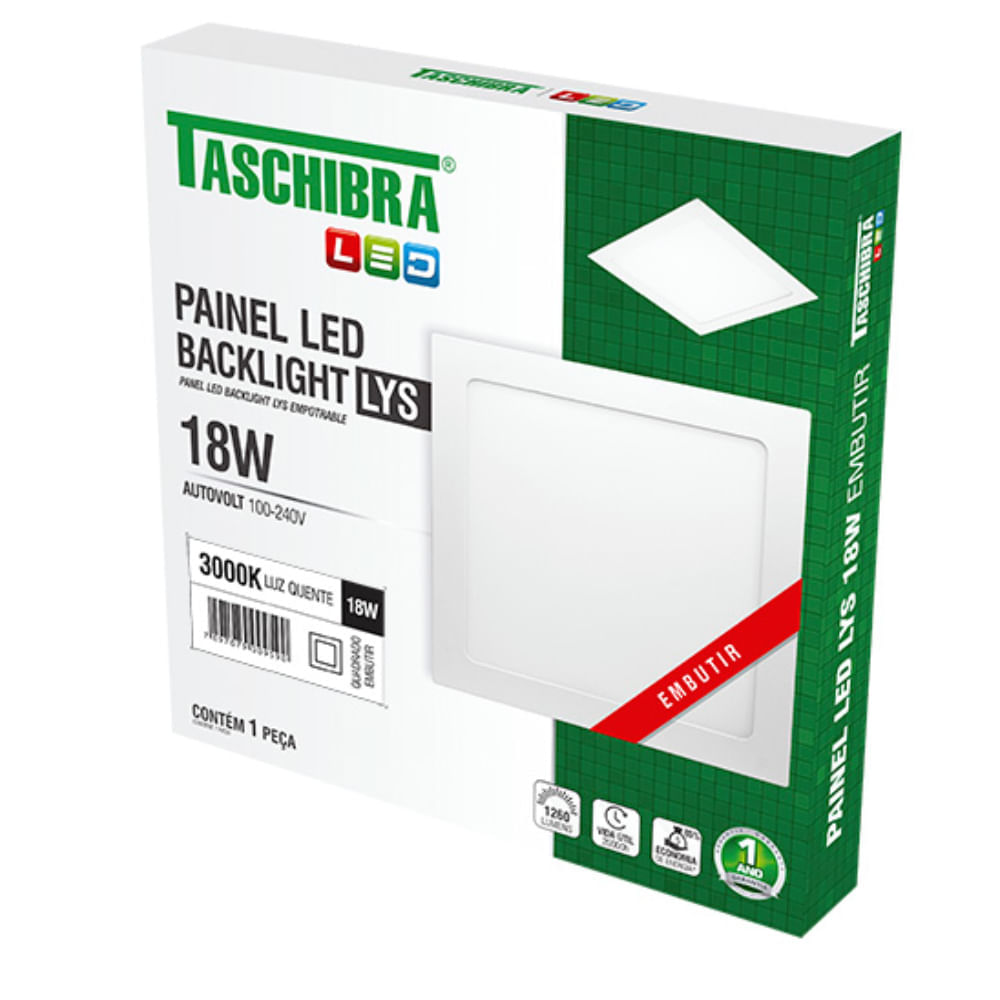 Painel com Placa Led Quadrado de Embutir Lys 18 Watts 3000K Branco - 15140164 - TASCHIBRA - Imagem 6