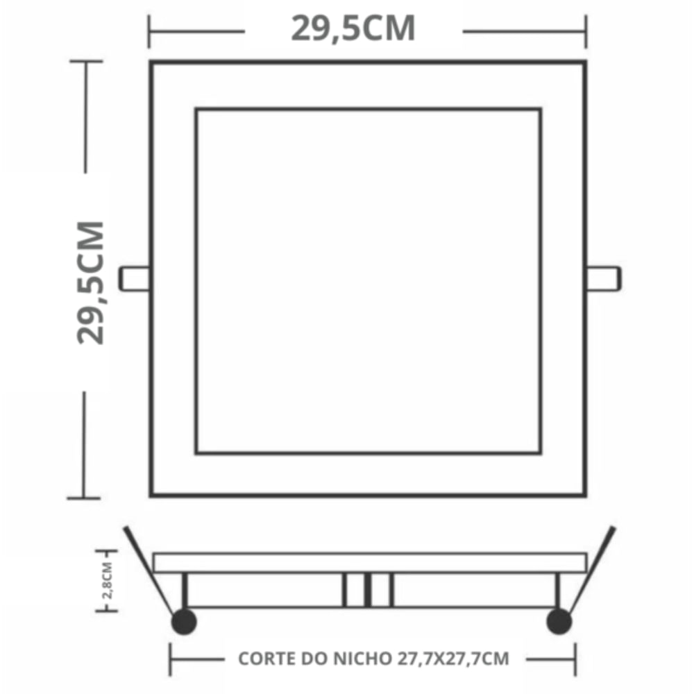 Painel com Placa Led Quadrado de Embutir Lys 24 Watts 6500K Branco - 15140169 - TASCHIBRA - Imagem 4