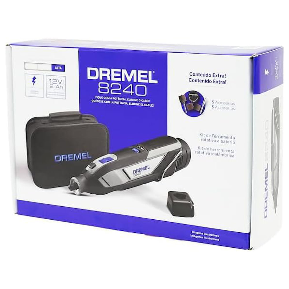 Micro Retifica 8240 12 Volts com 5 Acessórios e Bolsa - F0138240LD000 - DREMEL - Imagem 5