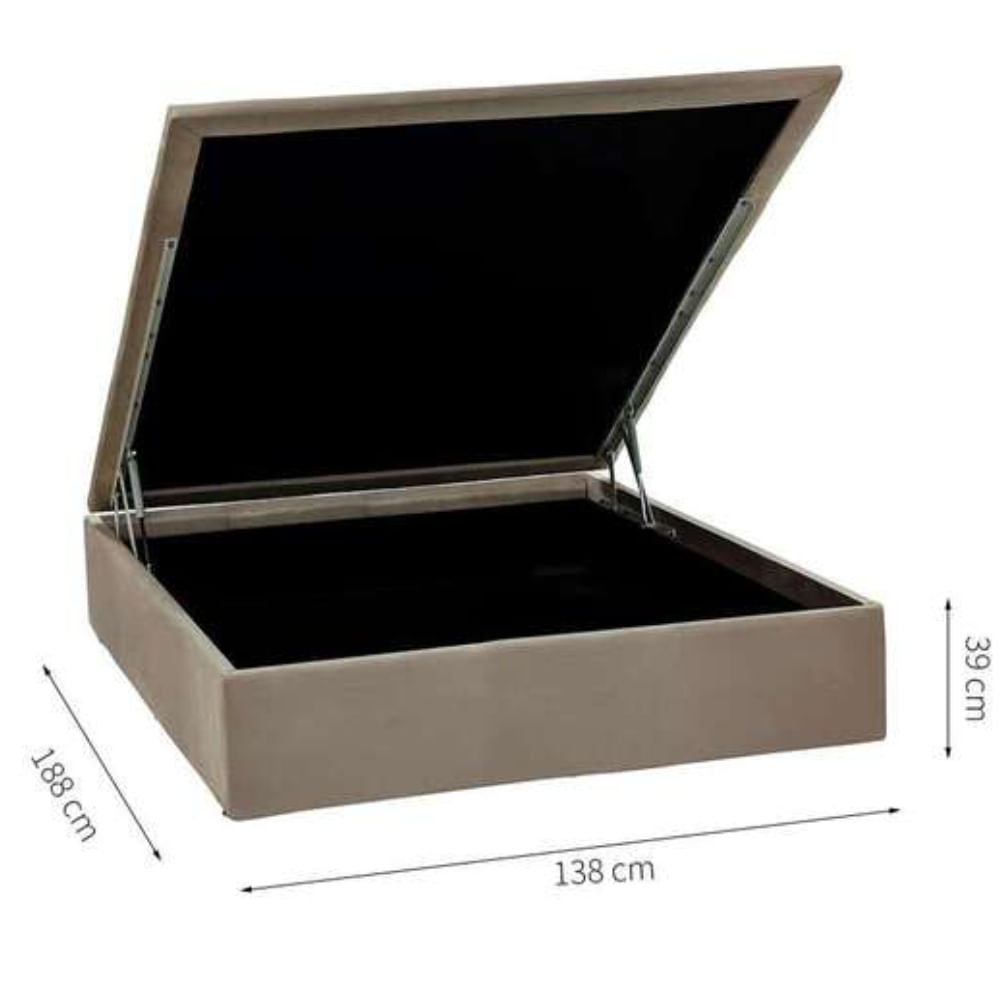 Base Baú Physical Camurça Bege para Casal 138x188x39cm - 1051612186 - ORTOBOM - Imagem 2