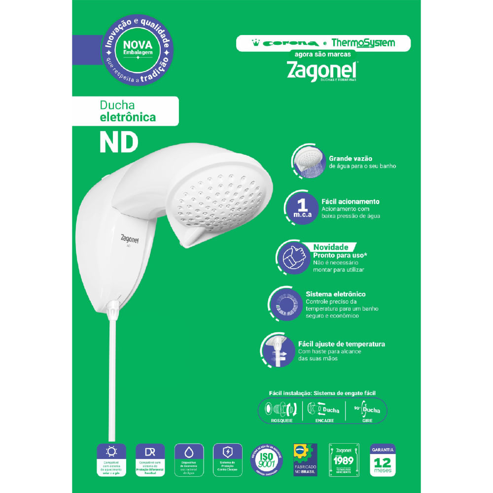 Ducha 7700 Watts 220 Volts ND Eletrônica Branco - DNDEL77220BR03 - ZAGONEL - Imagem 4