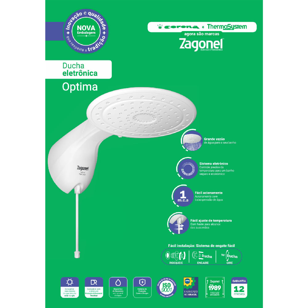 Ducha Eletrônica Optima 7700 Watts 220 Volts Branco - DOPEL77220BR03 - ZAGONEL - Imagem 5