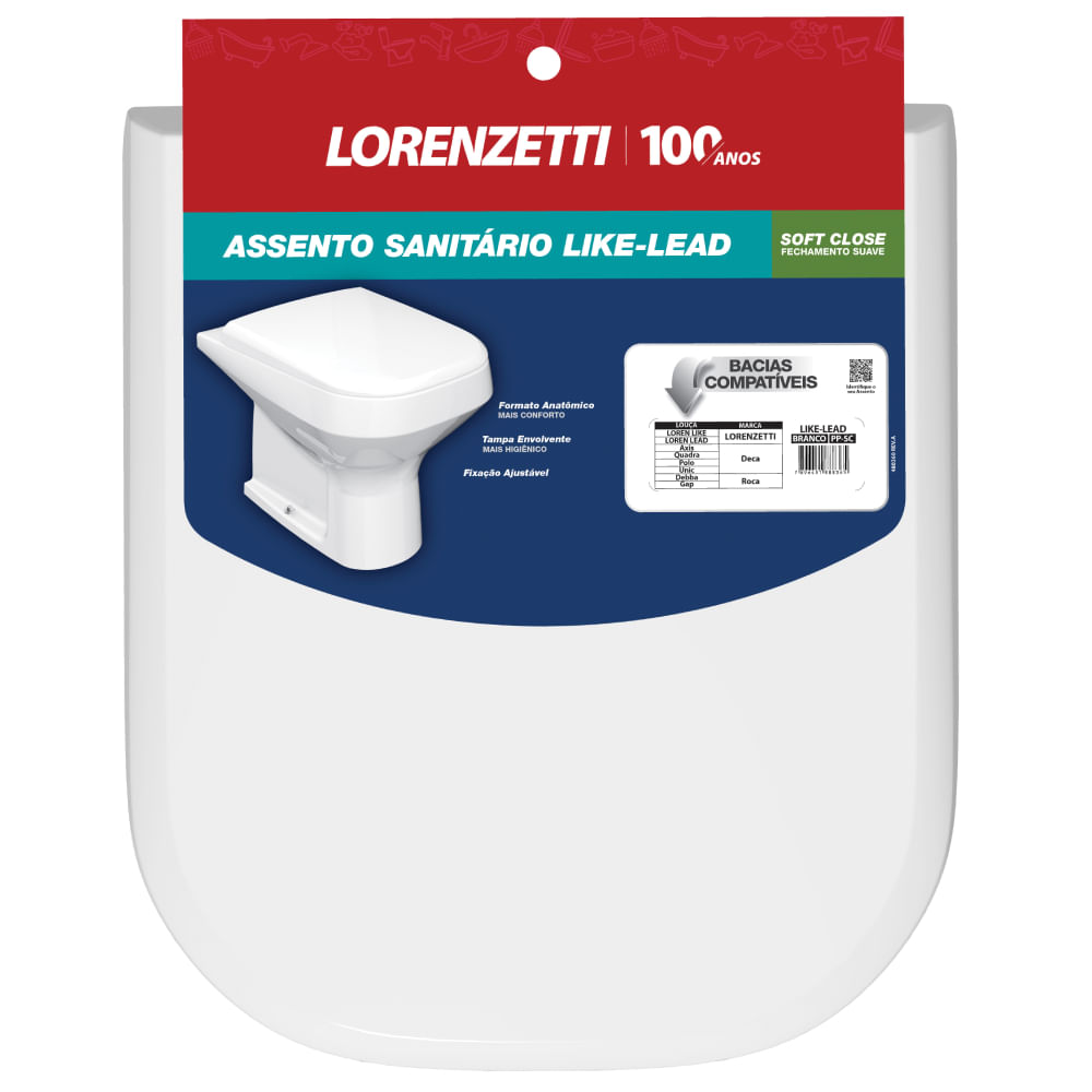 Assento Loren Like-Lead em Polipropileno Soft Close Branco - 7153044 - LORENZETTI - Imagem 2