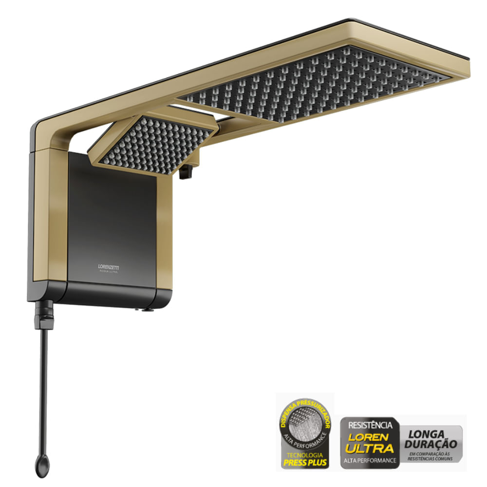 Chuveiro Acqua Duo Black Matte Gold 220 Volts 7800 Watts - 7510168 - LORENZETTI - Imagem 2