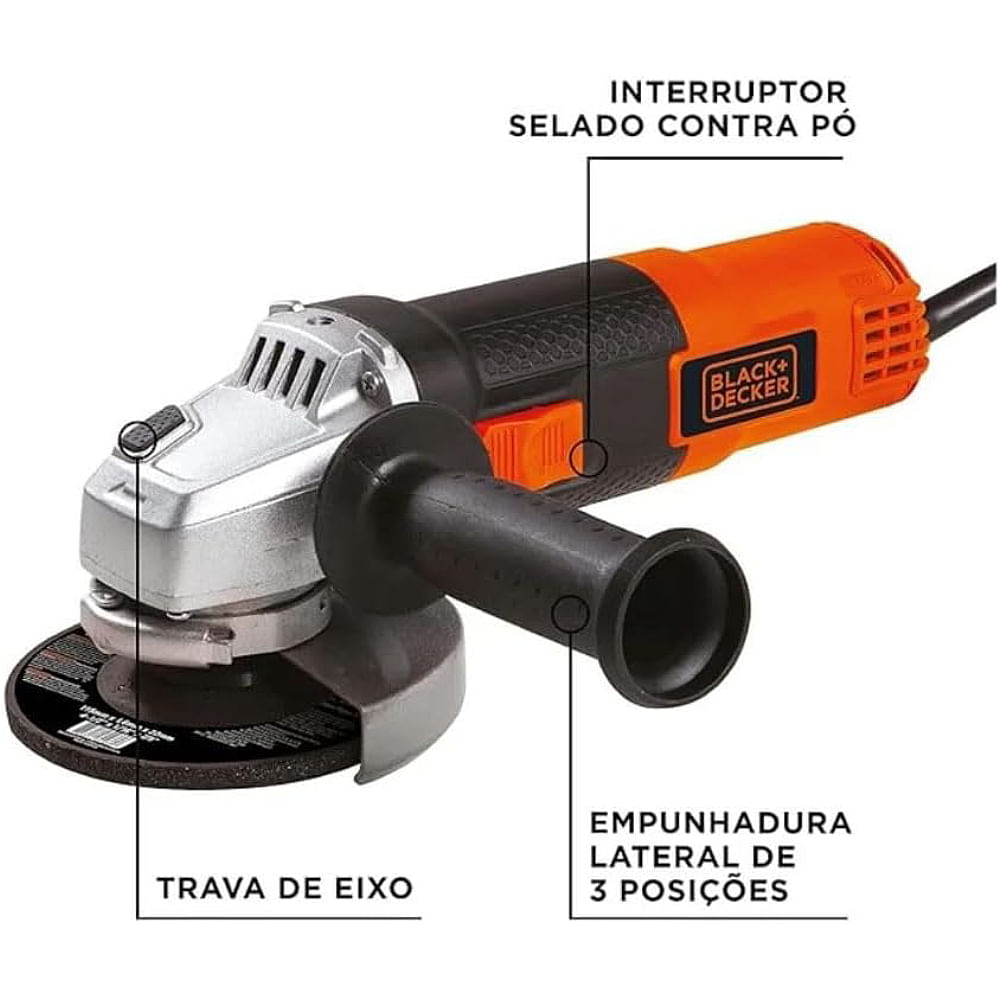 Esmerilhadeira Angular 4.1/2" 115mm 920 Watts 110 Volts - G720XBR - BLACK & DECKER - Imagem 5