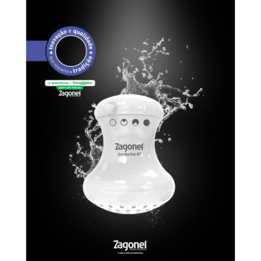 Ducha Gorducha 4 Temperaturas 5450 Watts 110 Volts Branco - DGD4T54127BR11 - ZAGONEL - Imagem 6