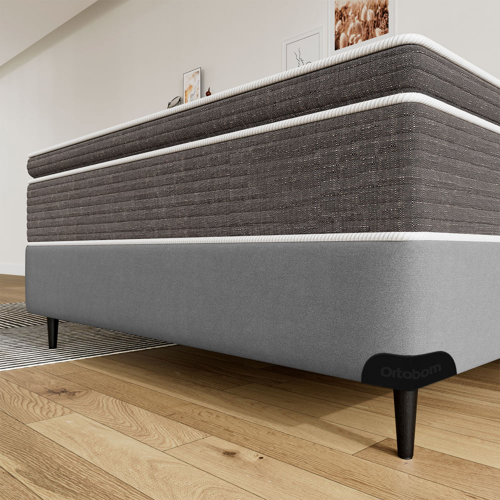 Base Sommier Camurça Cinza Casal 138x188x23cm - 1051611851 - ORTOBOM - Imagem 8