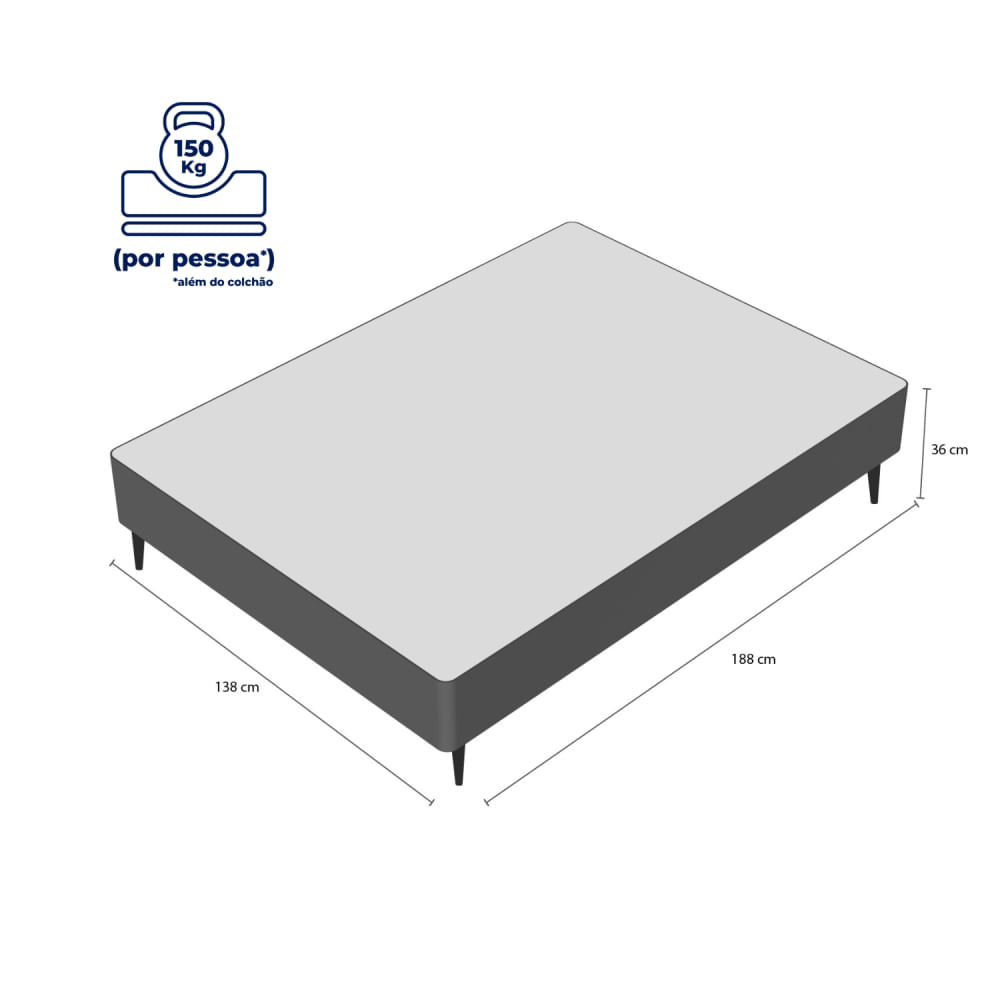 Base Sommier Camurça Cinza Casal 138x188x23cm - 1051611851 - ORTOBOM - Imagem 10
