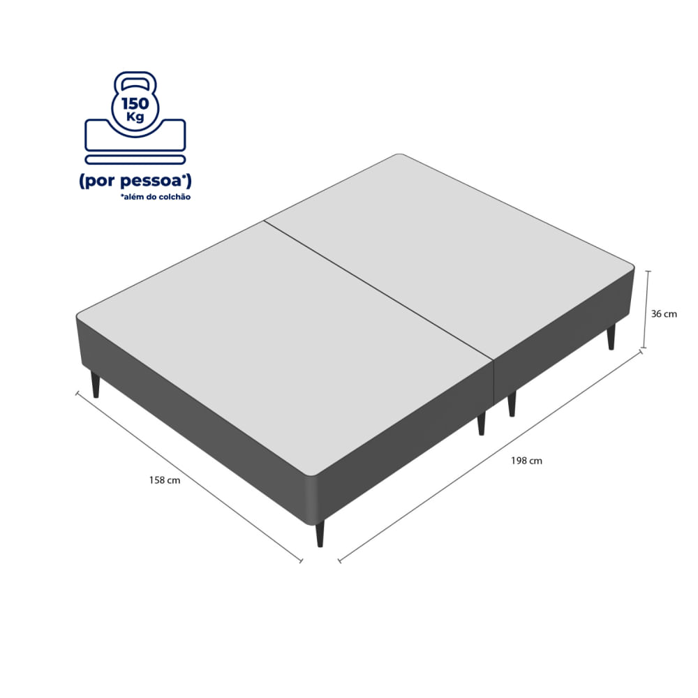 Base Sommier Carmuça Cinza Queen 158x198x23cm - 1051611852 - ORTOBOM - Imagem 4