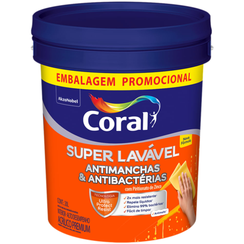 Tinta Acrílica Super Lavável 20 Litros Branco - 5897690 - CORAL